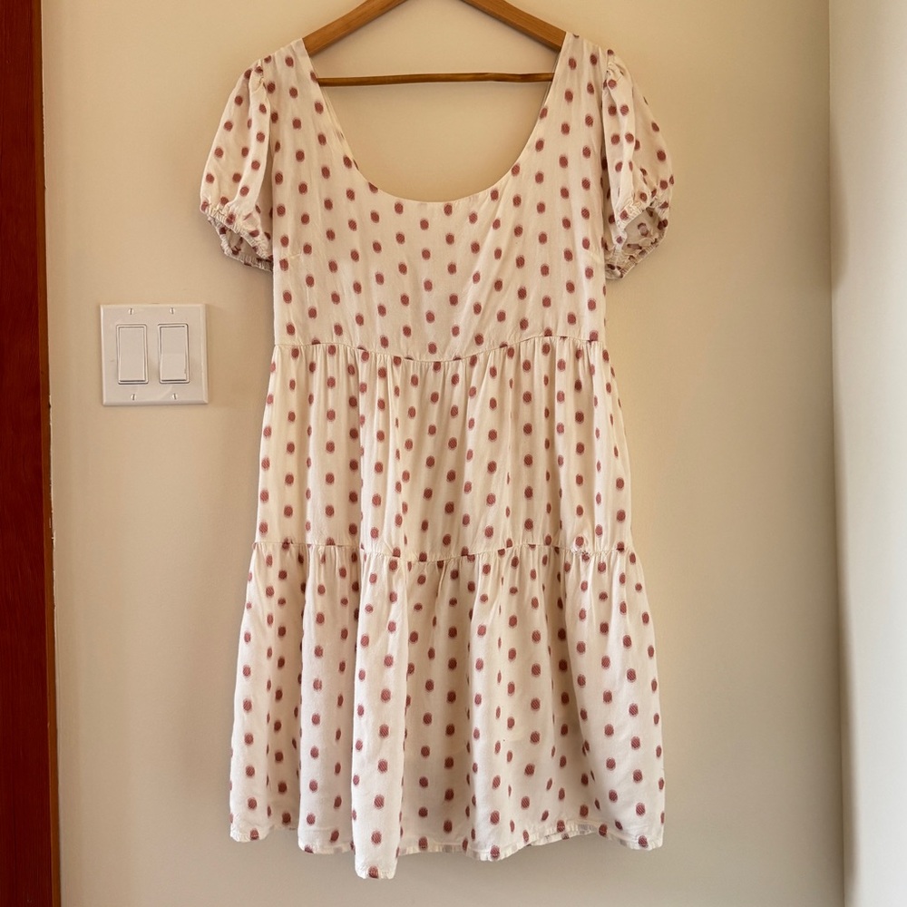 Sim & Sam Polka Dot Puff Sleeve Milkmaid Mini Dress Cottagecore L